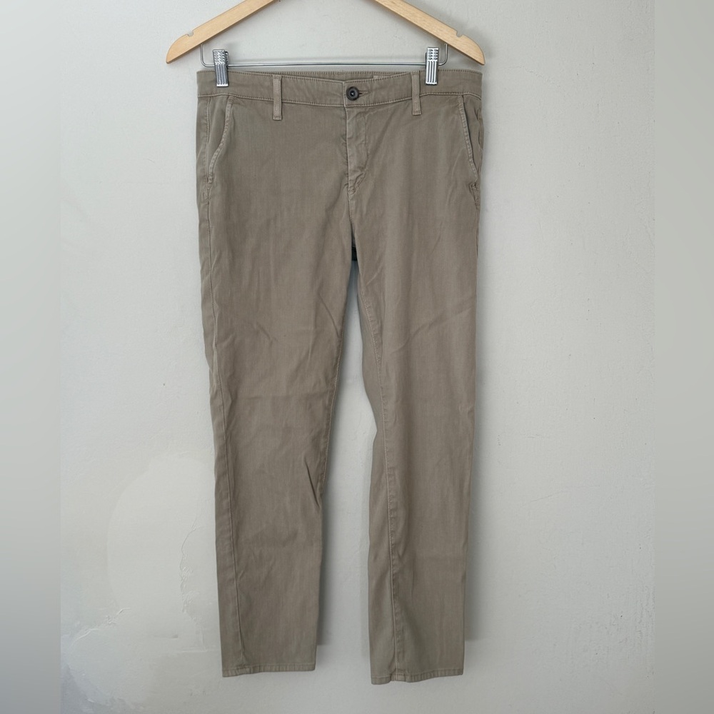 AG Adriano Goldschmied Prima Khaki Beige Corduroy Cigarette Pants Slim Workwear